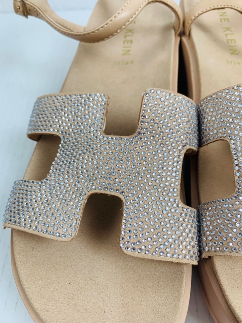 Anne Klein Virginia Rhinestone Platform Wedge Sandals Tan Beige 11M AKVIRGINIA - Picture 6 of 15